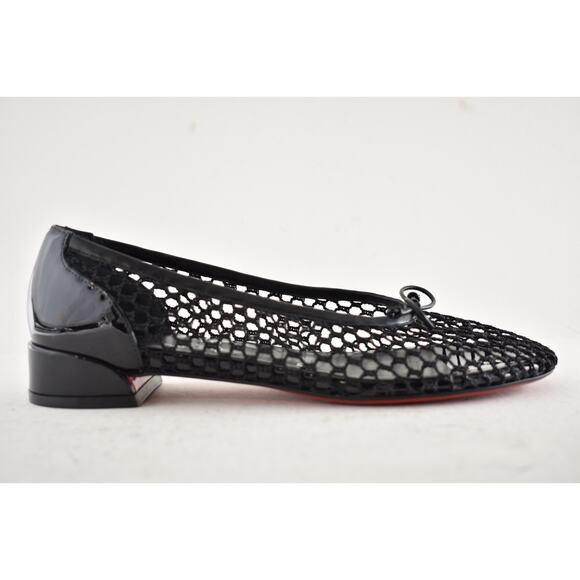 Christian Louboutin Sweetie Jane Mesh Flat Black Patent Ballet Ballerina 39.5 - Picture 2 of 16